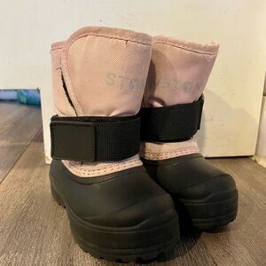 Stonz Pink and Black Kids Winter Boots
